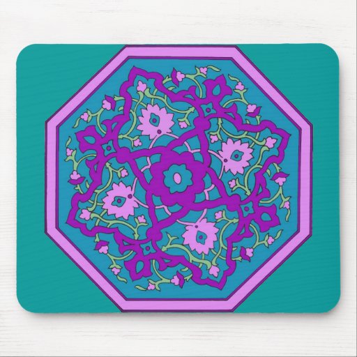 Purple and Turquoise Persian Mandala Mouse Pads