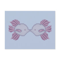 Purple and Violet Kissing Fish Postcard by ingasi Purple and Violet Kissing Fish Postcard