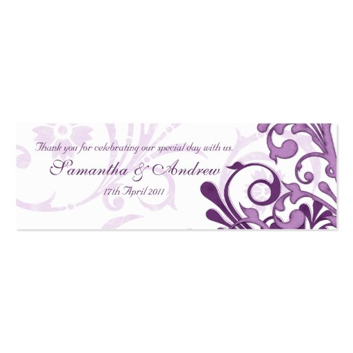 Purple and White Abstract Floral Favour Tags Business Card Templates