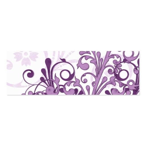 Purple and White Abstract Floral Favour Tags Business Card Templates (back side)