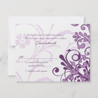 Purple and White Floral Wedding Reply Card Medium