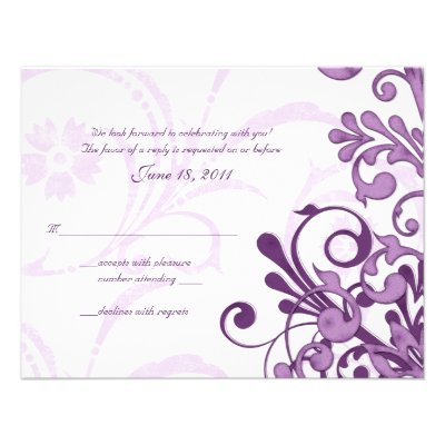 Purple and White Abstract Floral Reply Card Personalized Invitation