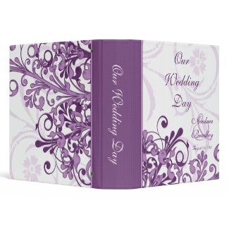 Purple and White Abstract Floral Wedding Binder