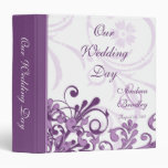 Purple and White Abstract Floral Wedding Binder