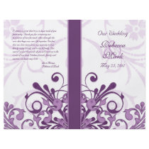 Purple and White Abstract Floral Wedding Program Flyer