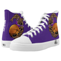 Purple and White Bobcats or Wildcats Basketball Printed Shoes