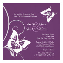 Purple and White Butterfly Wedding Invitation invitations