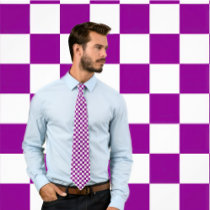 Purple and White Checkerboard Necktie