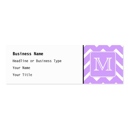 Purple and White Chevron Design. Custom Monogram. Business Card Templates (front side)