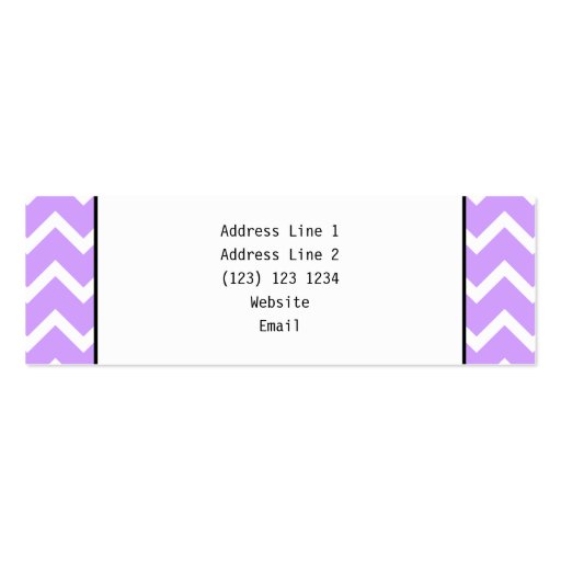 Purple and White Chevron Design. Custom Monogram. Business Card Templates (back side)