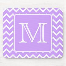 Purple and White Chevron Design. Custom Monogram. Mouse Pads