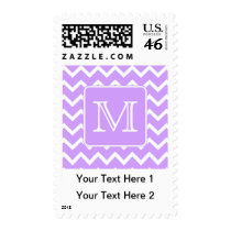 Purple and White Chevron Design. Custom Monogram. Postage Stamps