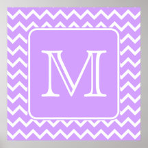 Purple and White Chevron Design. Custom Monogram. Print