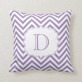 Purple and White Chevron Pattern Monogram Throw Pillows