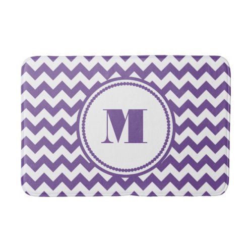 Purple And White Chevron Personalized Monogram Bath Mats