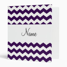 Purple and white chevrons personalized name binder