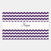 Purple and white chevrons personalized name sticker