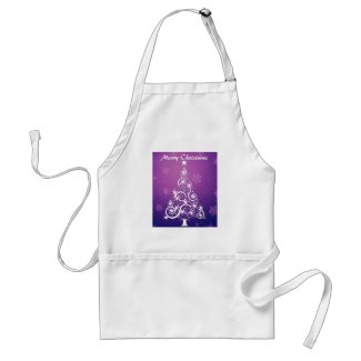 Purple and White Christmas Apron apron