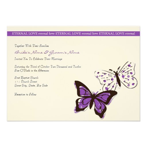 Purple and White Cool Butterfly Wedding Invitation
