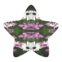 Purple and White Daisies Kaleidoscope 12 Star Stickers