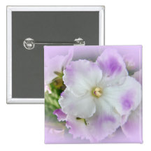 Purple and White Fancy African Violets Pinback Buttons