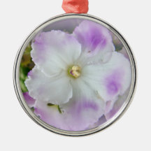 Purple and White Fancy African Violets Christmas Ornament