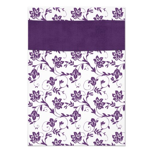 Purple and White Floral Damask Wedding Reply Card Invites