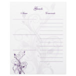 Purple and White Floral Guest Book Paper Letterhead Template