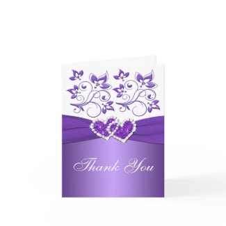 Purple and White Floral Joined Hearts Thank You