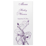 Purple and White Floral Menu Card Rack Card Template