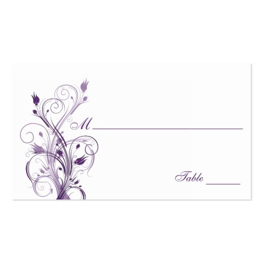 Purple and White Floral Place Cards Business Cards (front side)