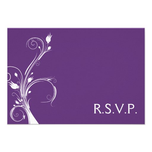 Purple and White Floral Reply Card