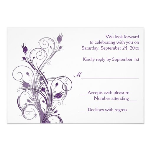 Purple and White Floral Reply Card