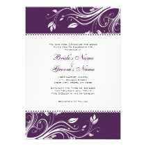 Purple and White Floral Swirls Wedding Invitation invitations