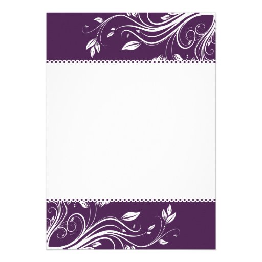 Purple and White Floral Swirls Wedding Invitation