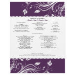 Purple and White Floral Swirls Wedding Program Letterhead