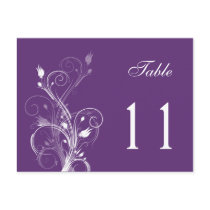Purple and White Floral Table Number Post Card