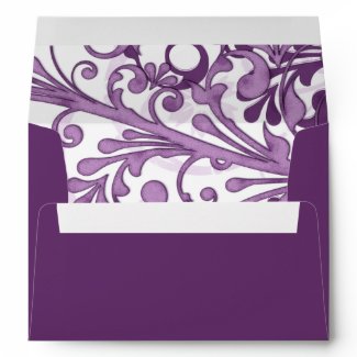 Purple and White Floral Wedding A-7 Envelopes