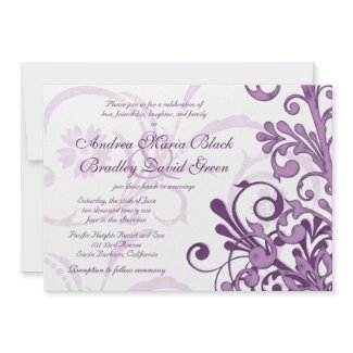 Purple and White Floral Wedding Invitation invitation