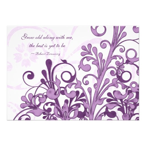 Purple and White Floral Wedding Invitation