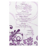 Purple and White Floral Wedding Menu Card Personalized Flyer