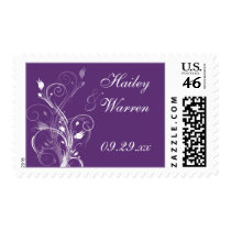 Purple and White Floral Wedding Postage