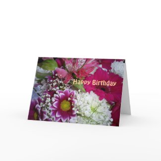 purple and white flowers card