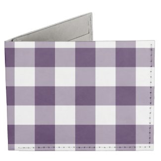 Purple and White Gingham Pattern Billfold Wallet
