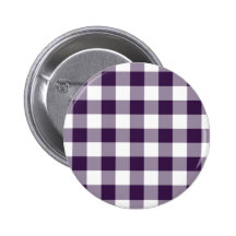 Purple and White Gingham Pattern Pinback Button