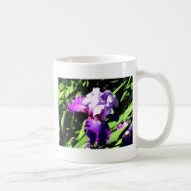 Purple and White Iris Coffee Mugs