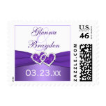 Purple and White Joined Hearts Wedding Postage