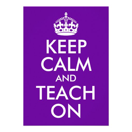 Purple and White Keep Calm and Teach On Cards
