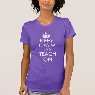 Purple and White Keep Calm and Teach On Shirt