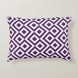Purple and White Meander Accent Pillow